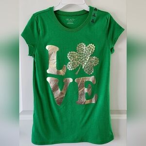 ​🍀 NWT- The Children's Place St. Patrick's Day "LOVE" Graphic Tee- XL (14)